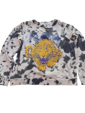 Def Leppard Tie Dye Graphic Sweatshirt Leopard Medium